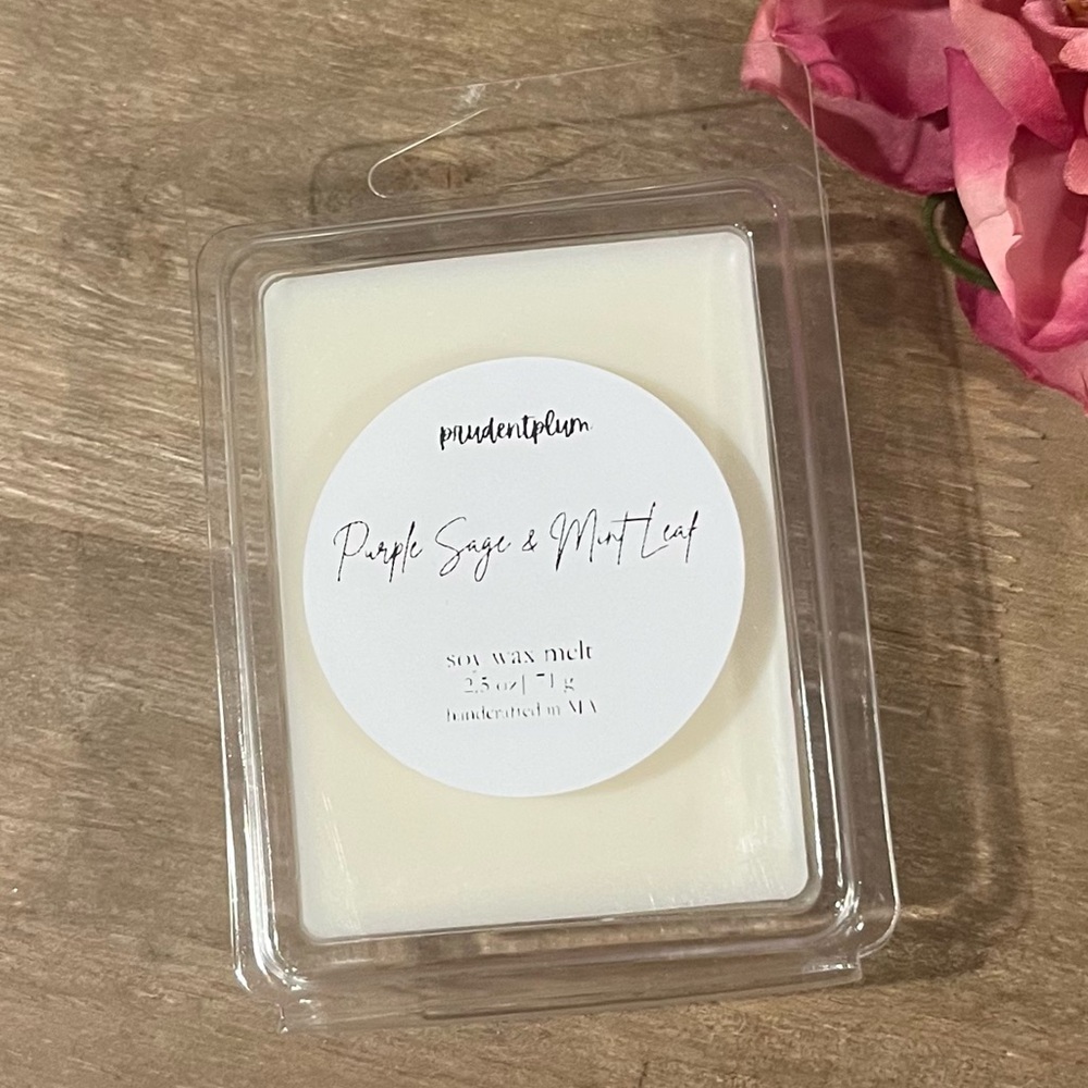Purple Sage & Mint Leaf Soy Wax Melt 2.5 oz | Melts For Wax Warmer Clamshell - Picture 4 of 4